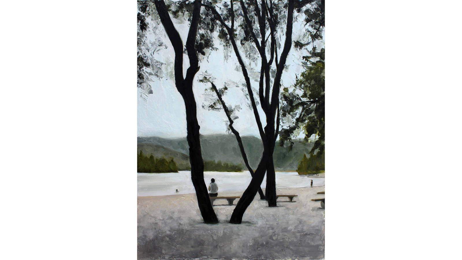 <h3 style="text-align: center; padding: 50px;"><span class="text-Intro-style">Whiskeytown Lake at Whiskeytown National Recreation Area in California. Oil on paper, 2017.</span></h3>
