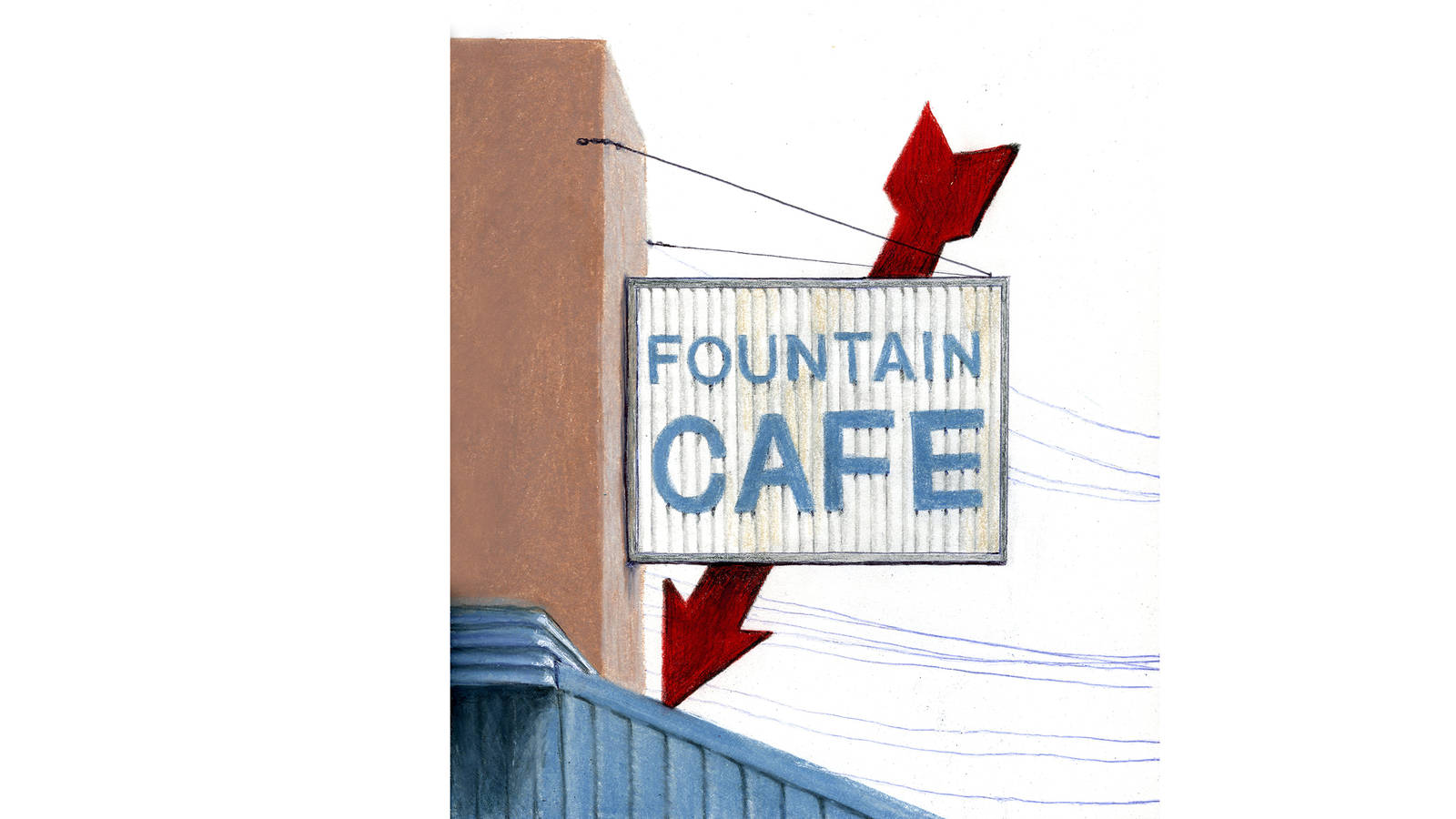 <h3 style="text-align: center; padding: 50px;"><span class="text-Intro-style">A vintage sign along Central Avenue in Hot Springs, Arkansas, the town that has been home to Hot Springs National Park for nearly 100 years. Colored pencil and ink on paper, 2016.</span></h3>