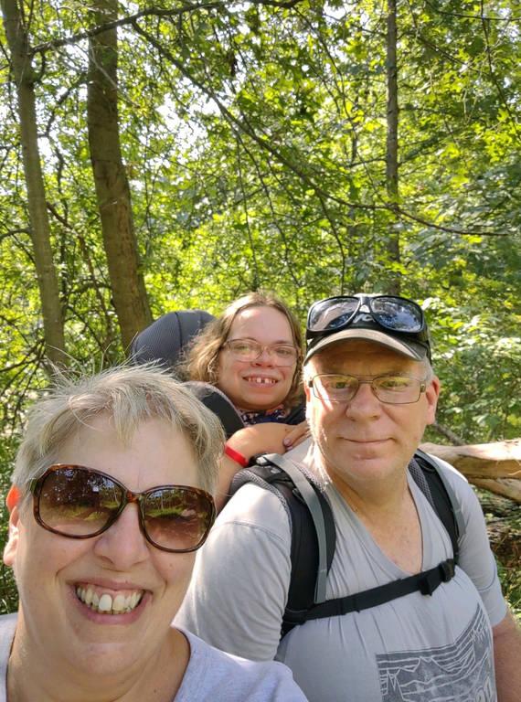 <p>Sarah Van Orden with her parents at Gettysburg National Military Park in Pennsylvania last summer. </p>