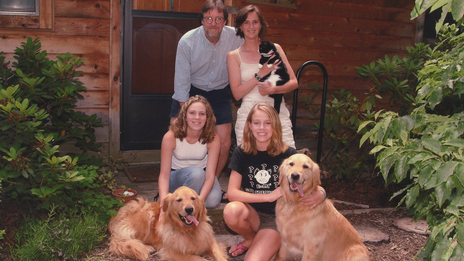 <p>The blended Brill family, including dogs Zealand and Benton and Elle the cat. </p>