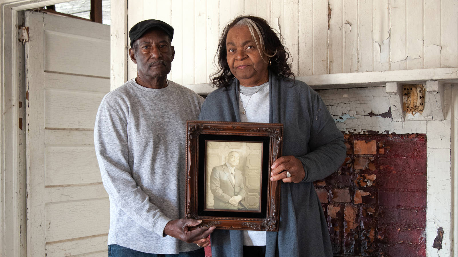 <p>On March 21, 1965, after gaining court approval for the voting rights protest, thousands of marchers walked more than 50 miles from Selma to Montgomery. Mary Hall-McGuire and Johnnie McGuire hold a picture of Mary’s father, David Hall, a farmer who opened his property to protesters, allowing them to camp on his land and stay in his barn and home. “It was so incredibly brave,” said NPCA’s Alan Spears. Between 1947 and 1965, roughly 50 bombs were detonated in Birmingham by the Ku Klux Klan and other pro-segregation groups, and “the overall feeling in Alabama was that if you participate, you might have a bomb coming to your farm or house.” The portrait was taken in the Hall home.</p>