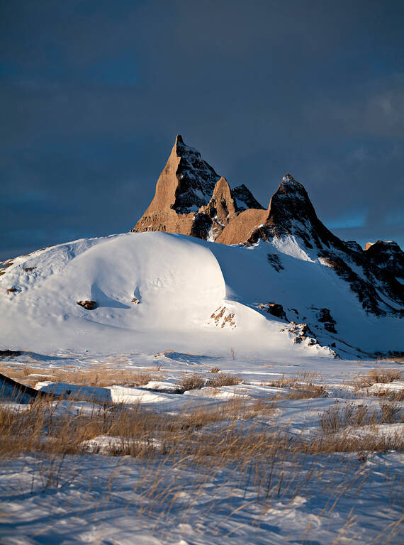 <p>Snowy spires dominate the view from Cedar Pass Lodge, the only restaurant and lodging facility (outside of campgrounds) in the park.</p>