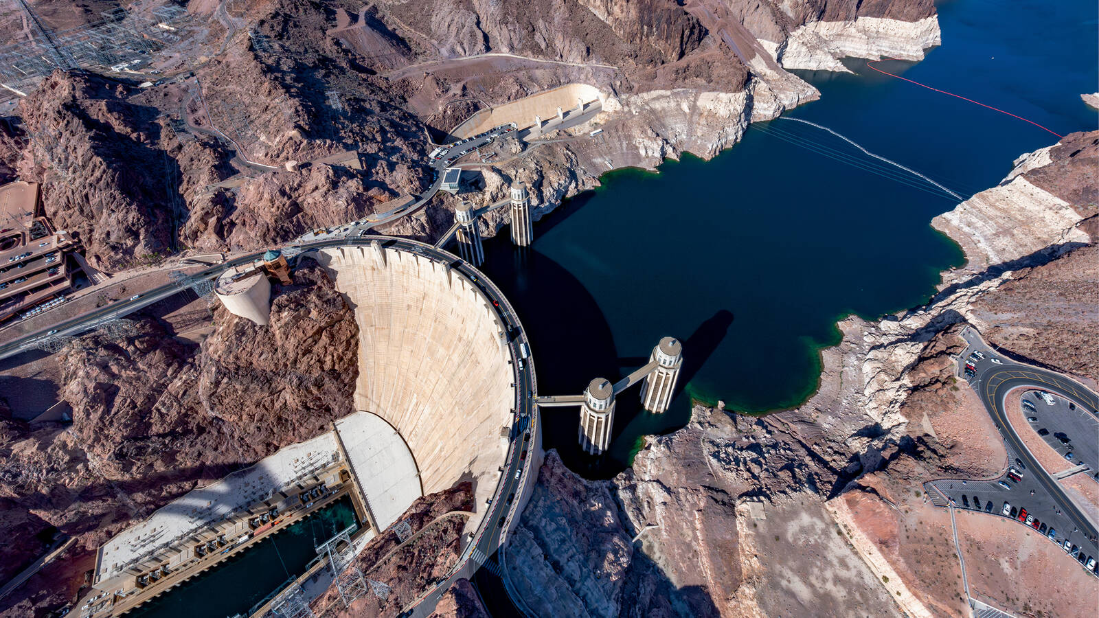 <p>The 726-foot-high Hoover Dam was completed in 1936. At the time, it was the world’s largest dam. Today, the white bathtub ring on America’s largest reservoir shows how far the water level has dropped.</p>