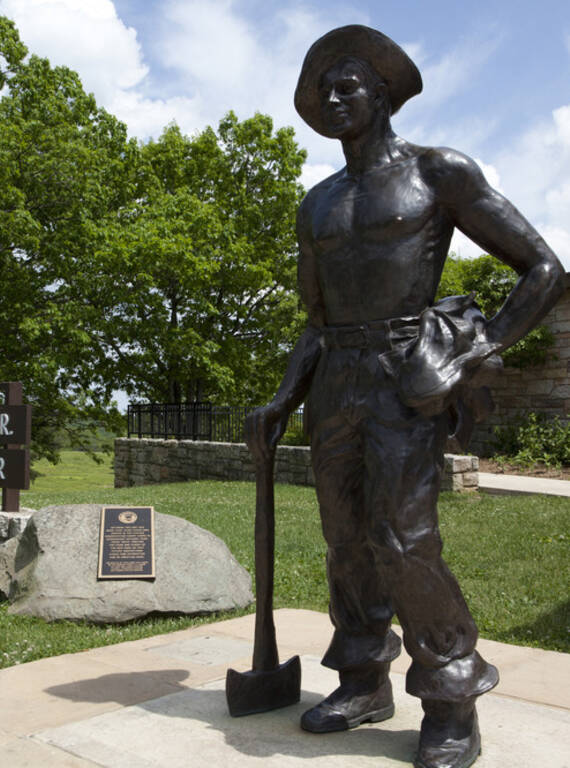 <p>The Iron Mike statue at Shenandoah National Park's Byrd Visitor Center, installed to commemorate the Civilian Conservation Corps.</p>