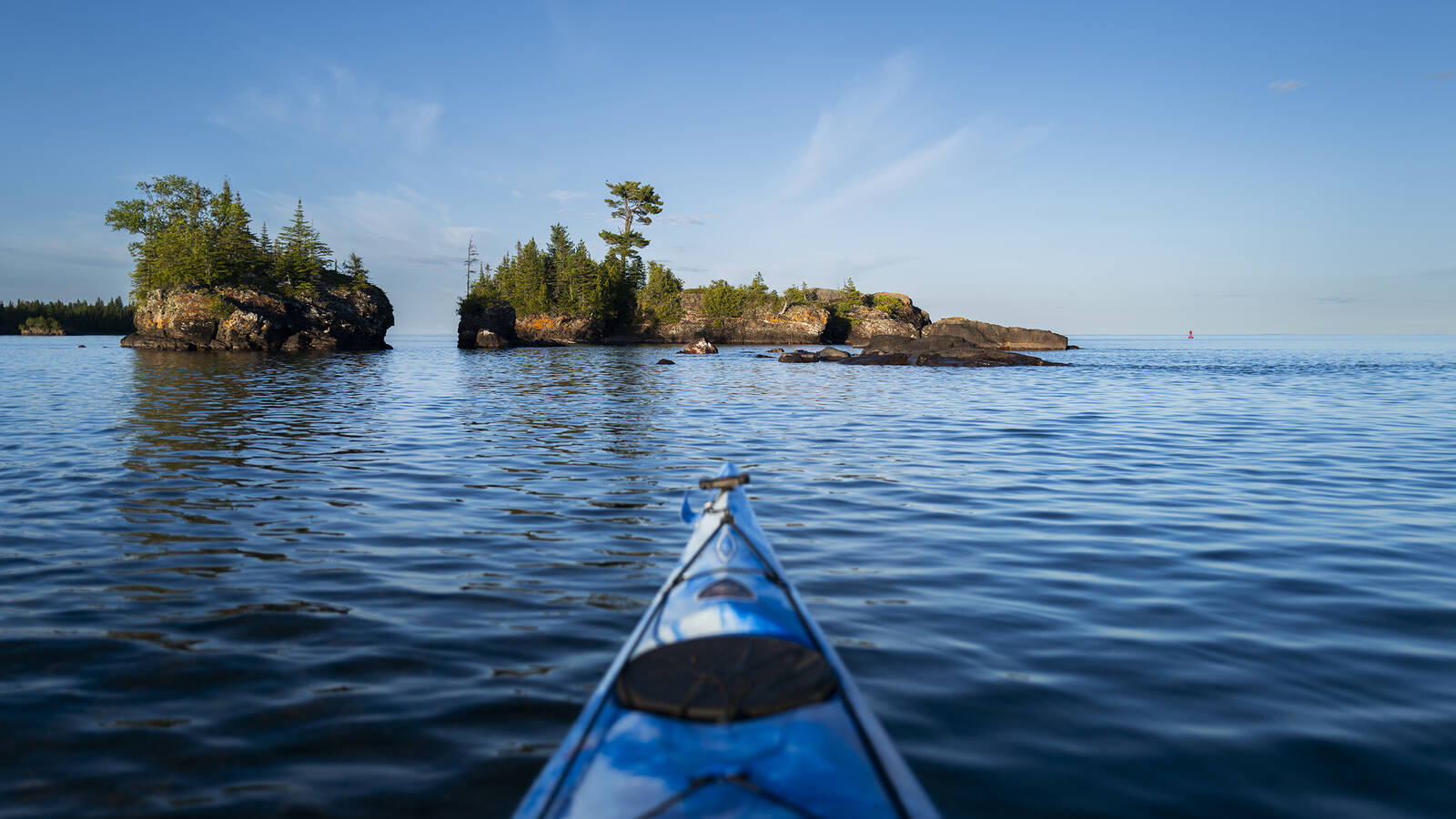 <p>Drifting among some of the tiny islands in Lake Superior.</p>