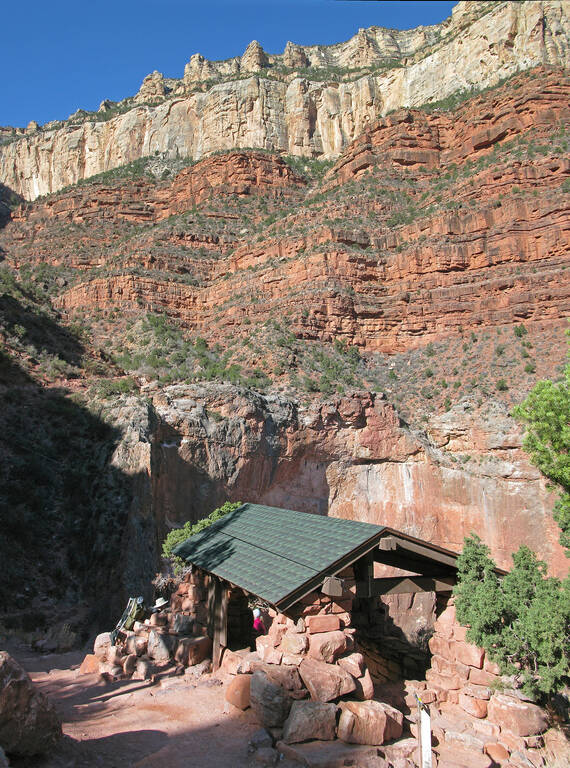 <p>Three Mile Resthouse on Grand Canyon National Park's Bright Angel Trail was constructed by the Civilian Conservation Corps and is still used today.</p>