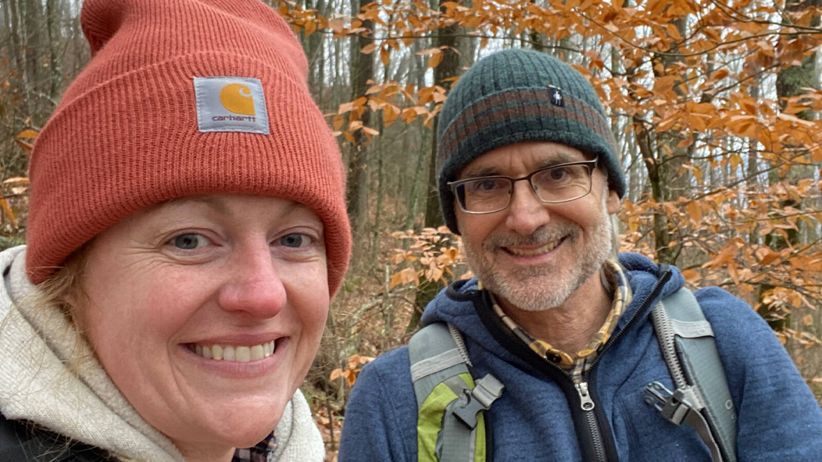 <p>Steve Goodman and Olivia Porter,SERO’s Southern Appalachian Landscape Project Director, conducting field work near the Coxcomb Mountain study area in<br>Craggy Wilderness.</p>