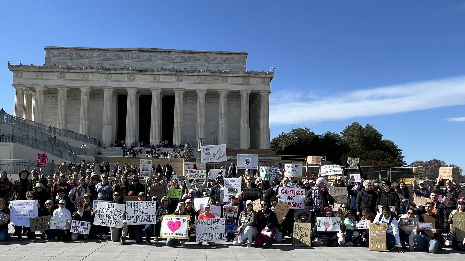 <p>In rallies across the country in early March, national park advocates called for stronger support of the National Park Service. Here, participants at the Lincoln Memorial in Washington, D.C..</p>