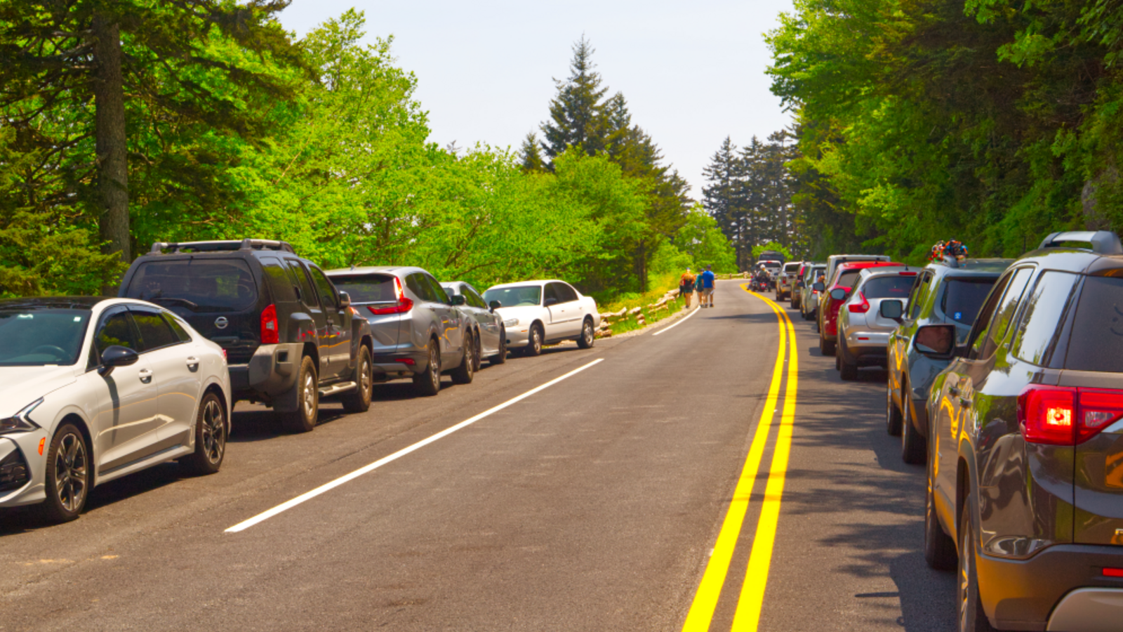 <p>Line at Clingmans Dome in Great Smoky Mountains National Park. Lines at national parks will likely continue to grow as there are fewer park rangers to operate entrance booths, campgrounds and visitor centers.</p>