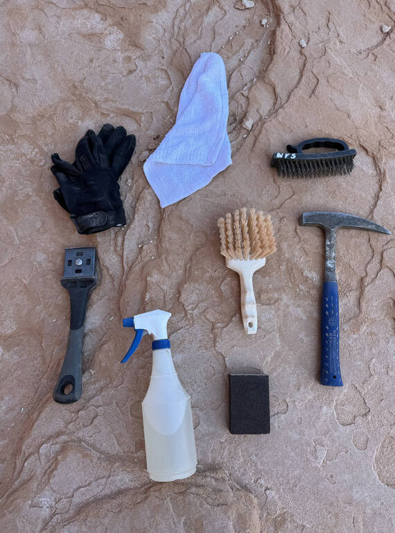 <p>The tools of the graffiti-removal trade. </p>