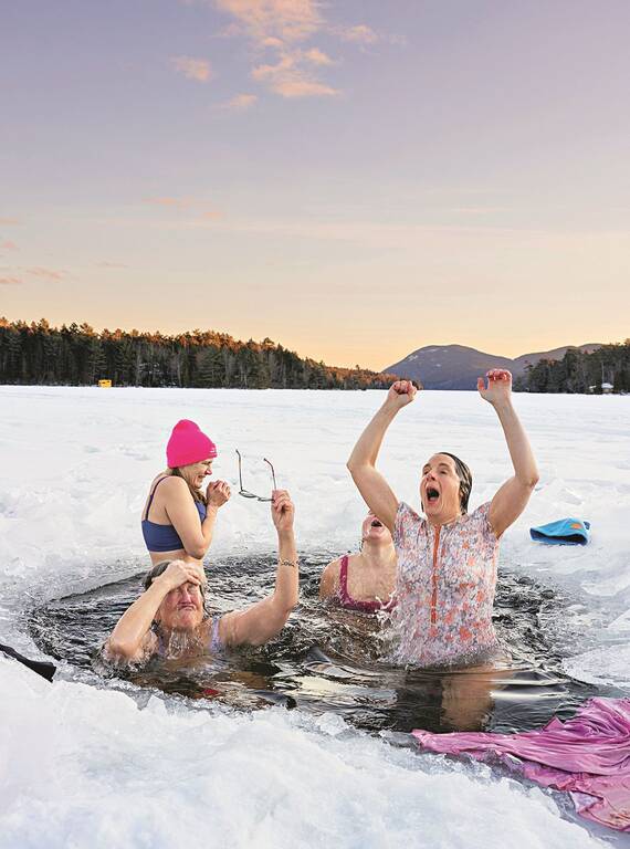 <p>Taking the plunge at Long Pond.</p>