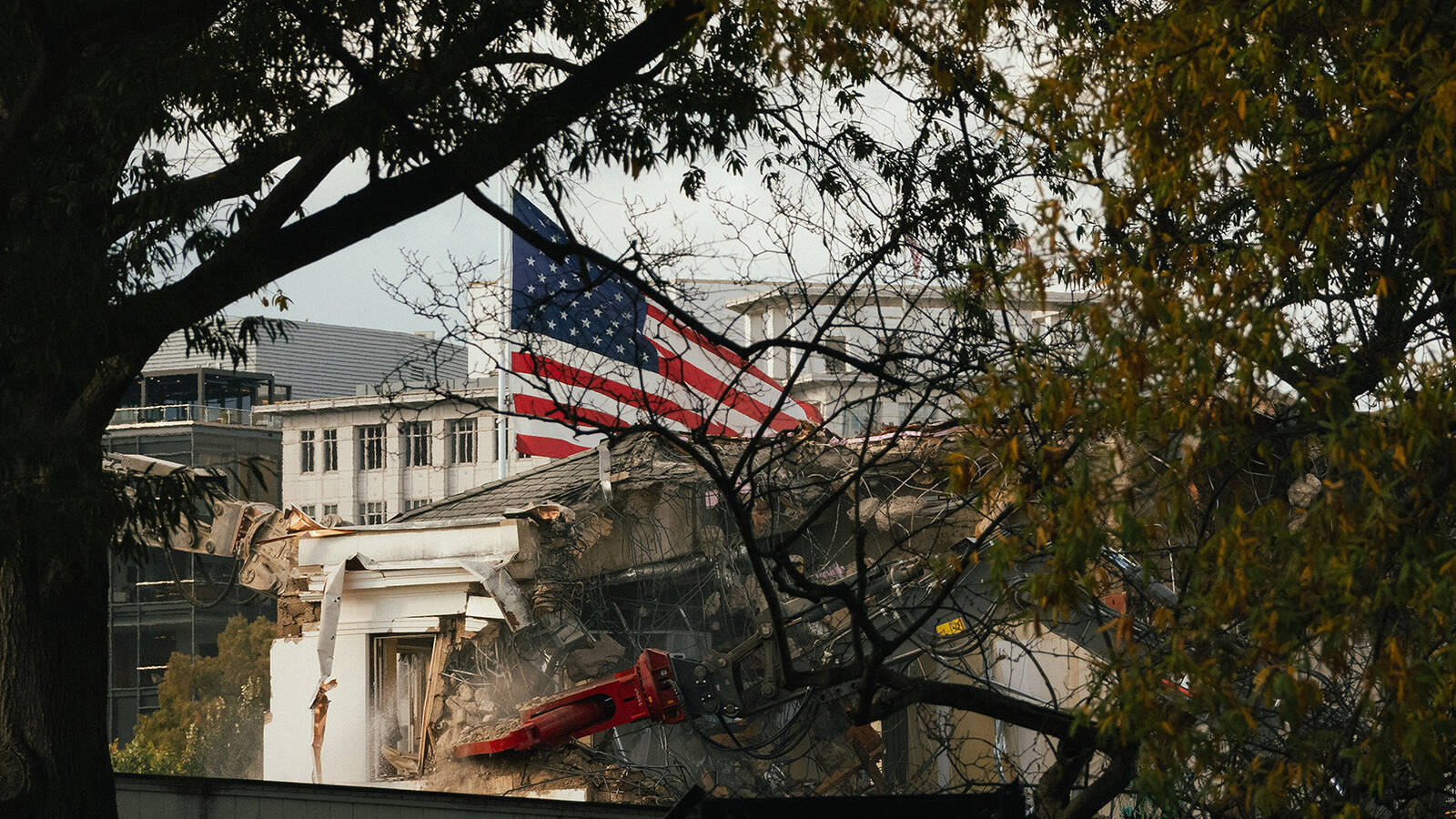 <p>East Wing of the White House being demolished, Oct. 22, 2025.</p>
