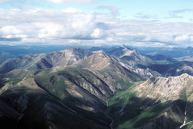 An aerial view of Gates of the Arctic National Park. 